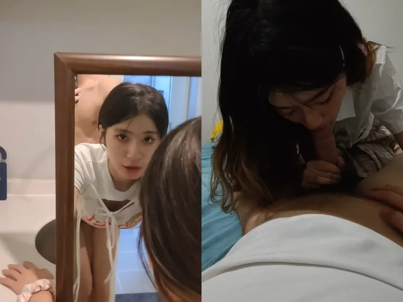 Chị gái thiên thần doggy trước gương sướng điên đảo
